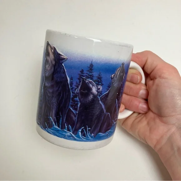 Vintage Wolf Mug Canadian Geographic Blue Ceramic Coffee Rare - Picture 14 of 14